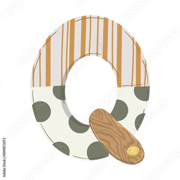 Fototapeta Hand-drawn boho baby nursery vector set with clothes, strollers, and nature elements in neutral earthy tones for kids' textile, stationery, and room decor