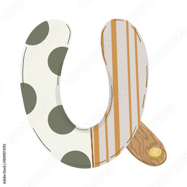 Fototapeta Hand-drawn boho baby nursery vector set with clothes, strollers, and nature elements in neutral earthy tones for kids' textile, stationery, and room decor