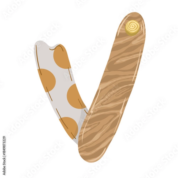 Fototapeta Hand-drawn boho baby nursery vector set with clothes, strollers, and nature elements in neutral earthy tones for kids' textile, stationery, and room decor