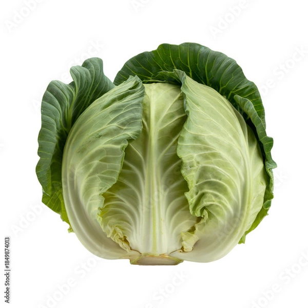Obraz Fresh Green Cabbage Vegetable Isolated on White Background