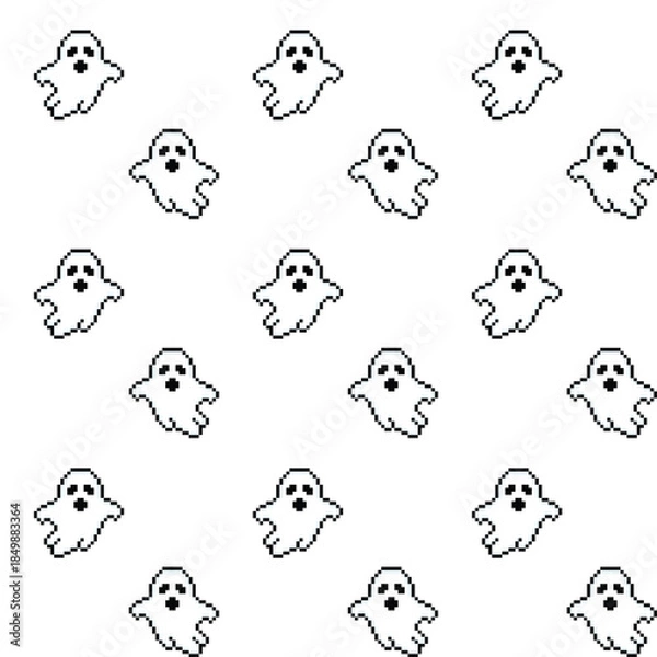 Fototapeta pixel ghost   Seamless Pattern vector background pixel art for 8 bit game	