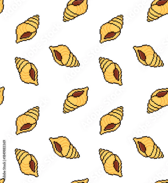 Fototapeta pixel shell  Seamless Pattern vector background pixel art for 8 bit game	