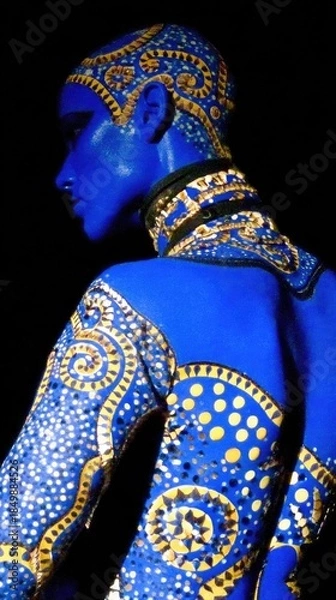 Obraz Blue Body Art with Ornamental Patterns