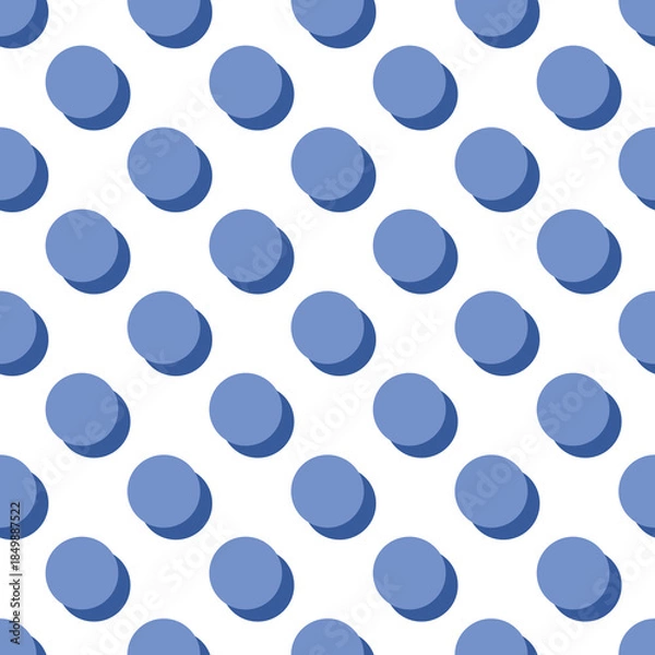 Obraz Seamless vector pattern with cute tile blue polka dots on white background