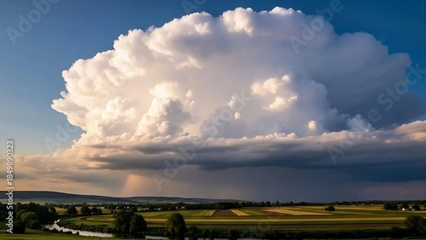 Obraz Dramatic Cumulonimbus Cloud Over Rural Landscape