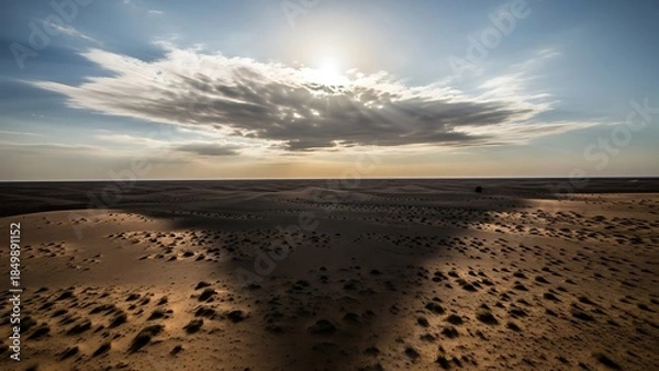 Obraz Desert Landscape with Clouds at Sunset
