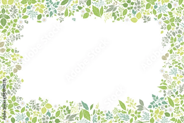 Obraz ハーブ柄のパターン　天地左右囲みフレーム