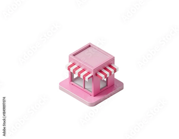Fototapeta Pink Isometric 3D Shop Building Icon
