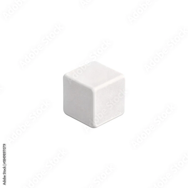 Fototapeta White Cube with Rounded Edges on Transparent Background