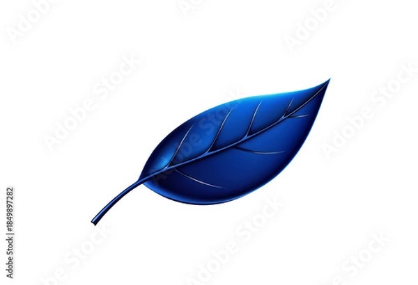 Fototapeta Glossy Blue Leaf with Transparent Background