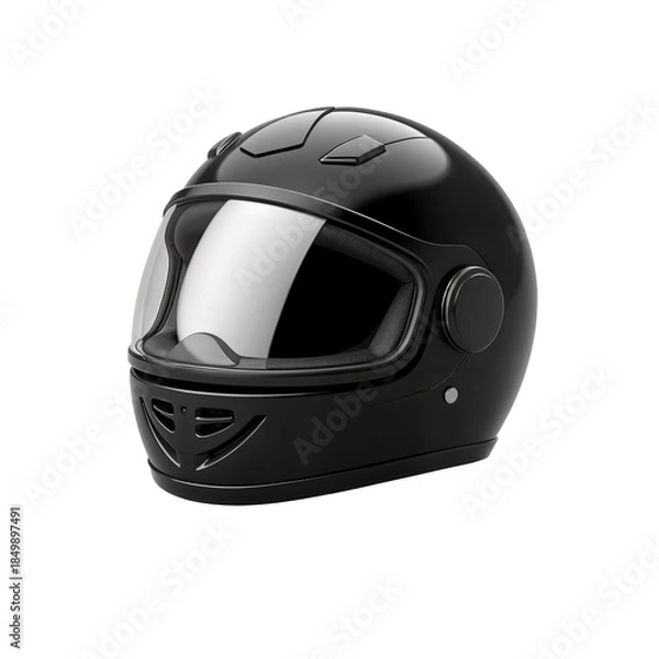 Fototapeta Black Motorcycle Helmet with Clear Visor