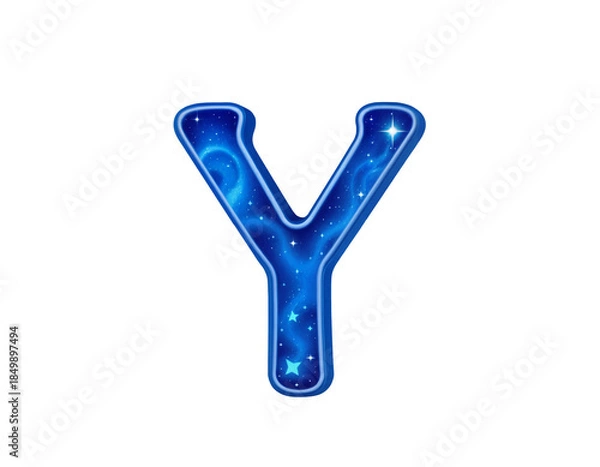 Fototapeta Starry Blue Letter Y with Cosmic Glow