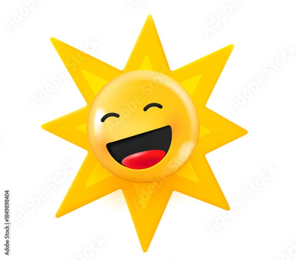 Obraz Emoticon with yellow rays. 3d vector illustration