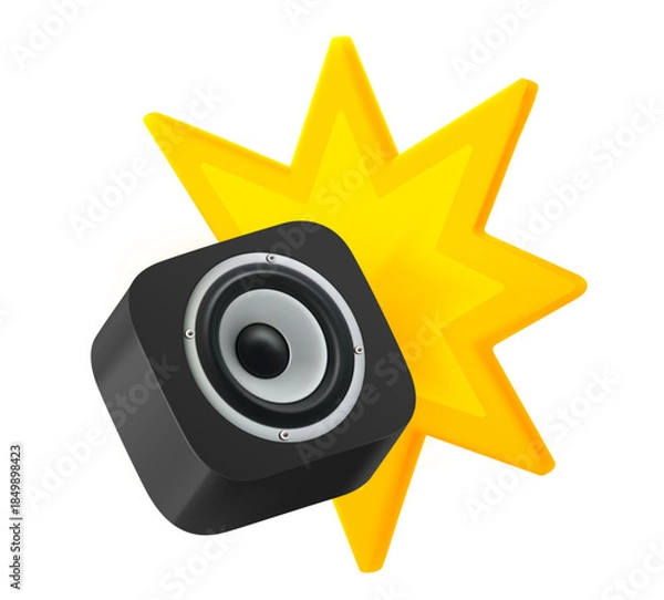 Obraz Sound dynamic with explosion. 3d vector illustration