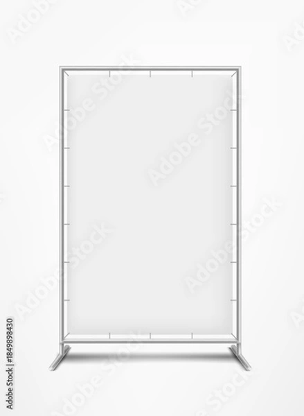 Obraz Vertical white banner isolated on white background. 3d vector mockup