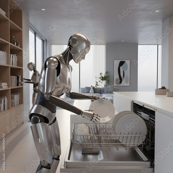 Obraz humanoid robot dishwasher