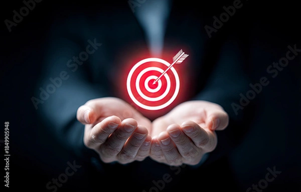 Obraz Achieving goals: target in hands concept