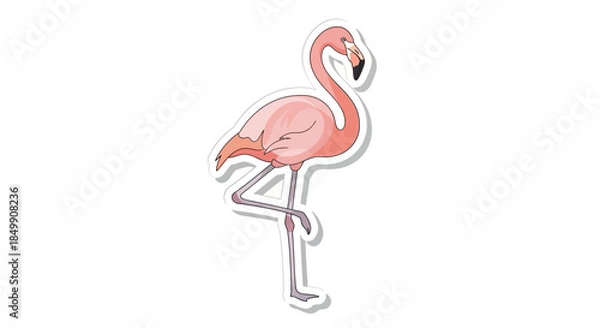 Fototapeta Cute Cartoon Pink Flamingo Illustration on a White Background for Decorative Use