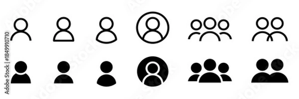 Obraz ユーザー、人々、アイコンセット。アバターのベクターイラストデザイン