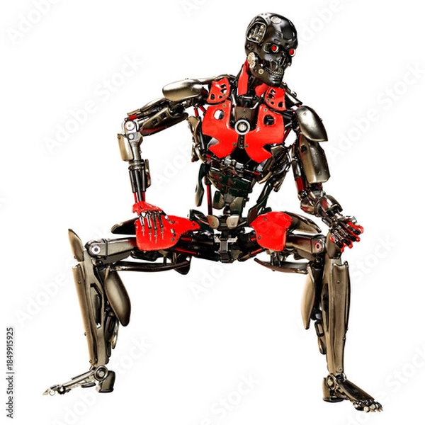 Obraz 3D Rendering Male Robot on White