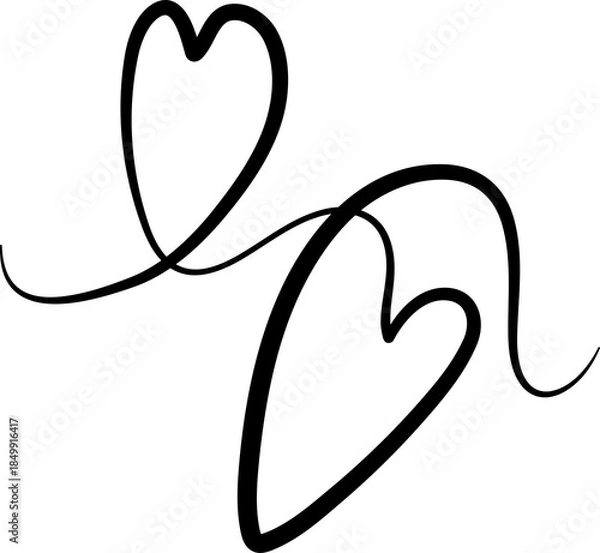 Obraz Heart continuous line drawing, love, romance, wedding
