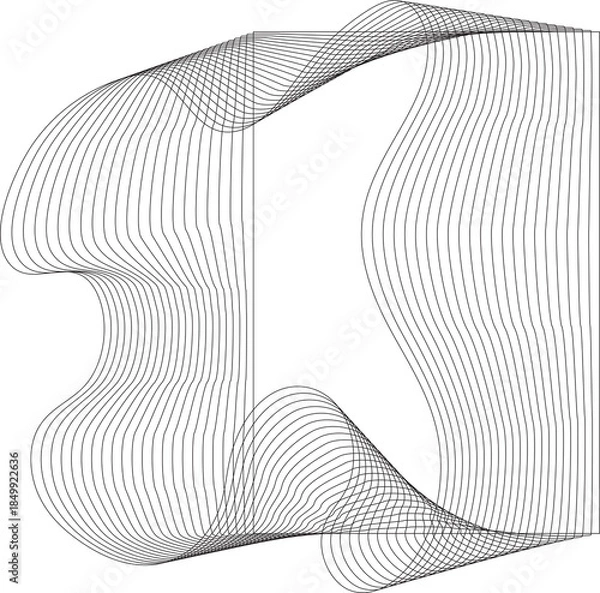 Obraz Rectangle blend line with fluid shape. Futuristic technology concept