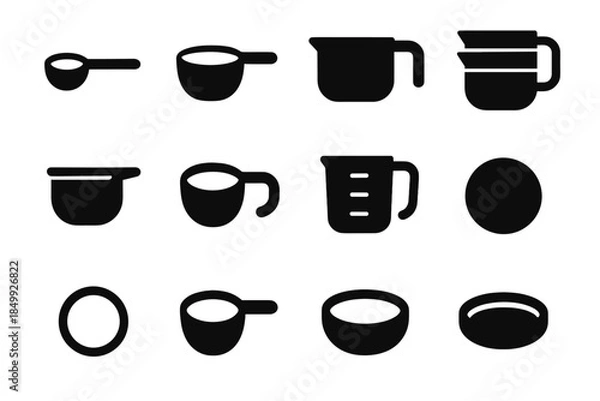 Obraz Nesting icon plate vector spout cup stackable measuring ridge lip wide icons