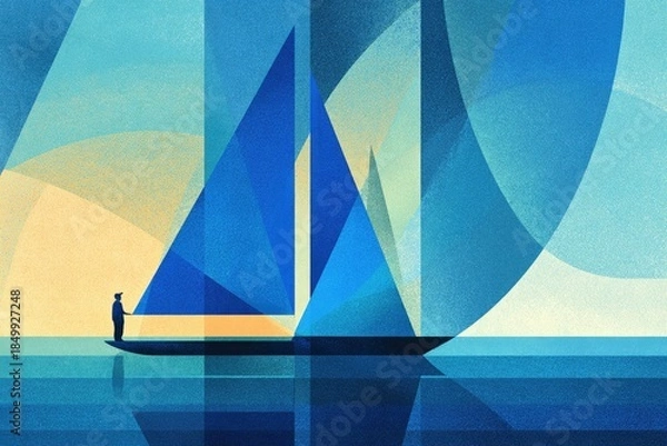 Obraz Abstract Sailing Scene with Bold Colors