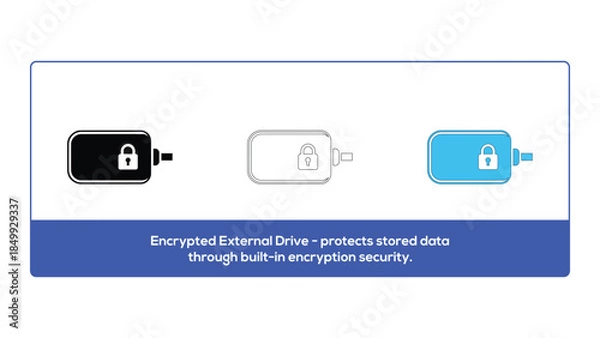 Fototapeta Encrypted external drive protects stored data with built-in encryption security