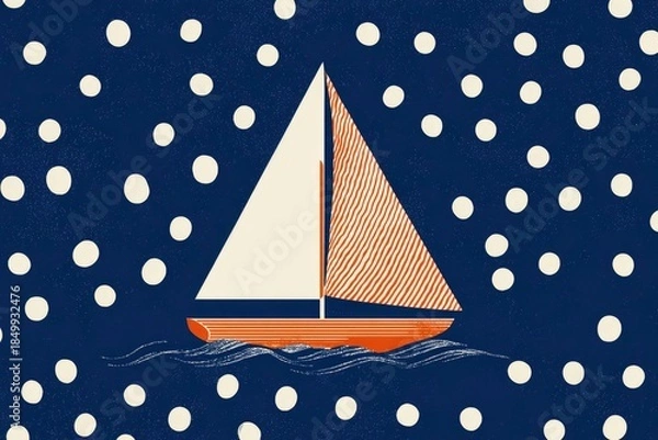 Fototapeta Sailboat on a Dotted Background Design