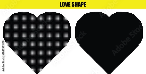 Fototapeta Pixelated and Solid Love Heart Shapes