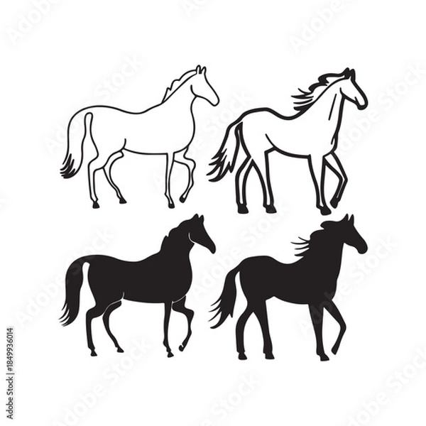 Obraz Horse silhouettes vector