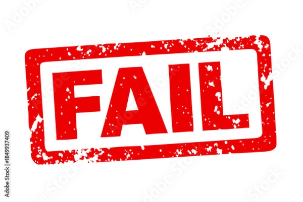 Obraz Angled red FAIL grunge rubber stamp within a rectangular frame on a dark black surface