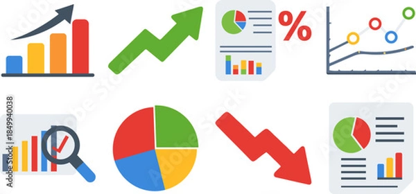 Obraz Business Analytics Charts Growth Decline Data Visualization Icons Set