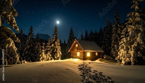 Fototapeta winter night landscape
