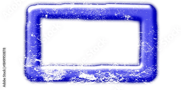 Obraz A blue rectangular frame with rounded corners and a distressed, grunge texture on a white background.