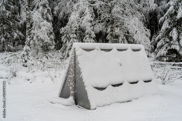 Obraz a greenhouse covered in snow