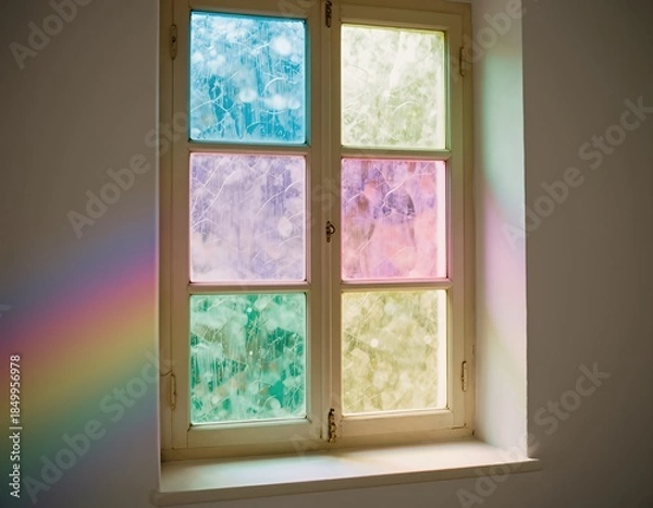 Fototapeta Window rainbow light in interior space