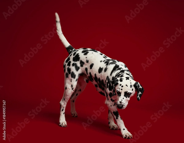 Obraz Dalmatian poses playfully in studio