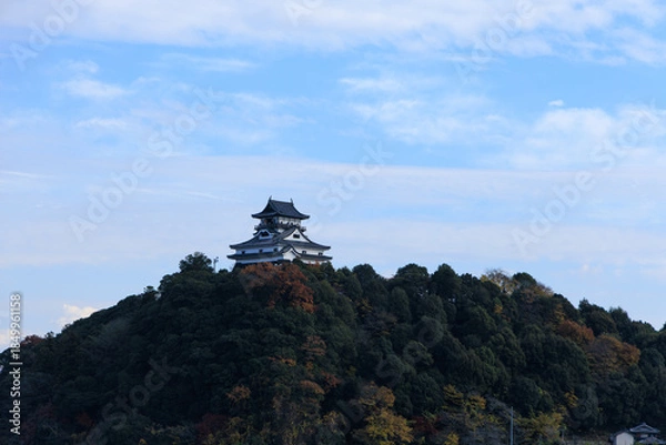 Obraz 秋の寂光院から眺める犬山市と木曽川の風景

