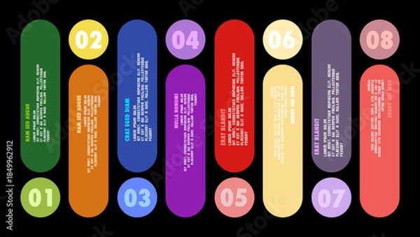 Obraz Colorful Vertical Timeline Infographic with 8 Steps