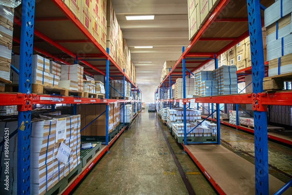 Obraz Interior document banking warehouse with paper box on shelf