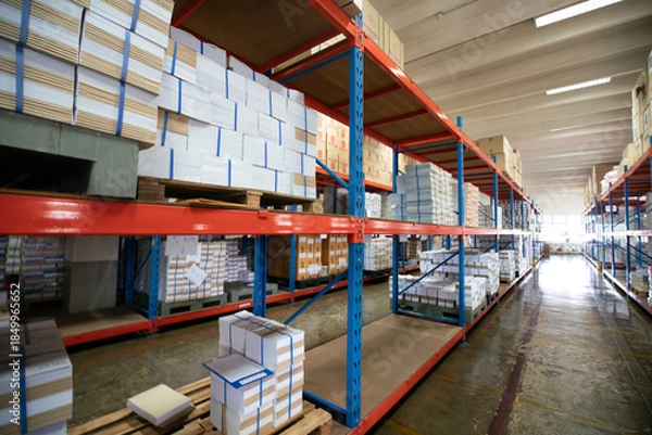 Obraz Interior document banking warehouse with paper box on shelf