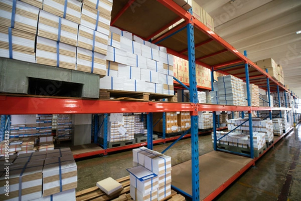 Obraz Interior document banking warehouse with paper box on shelf