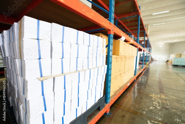 Obraz Interior document banking warehouse with paper box on shelf