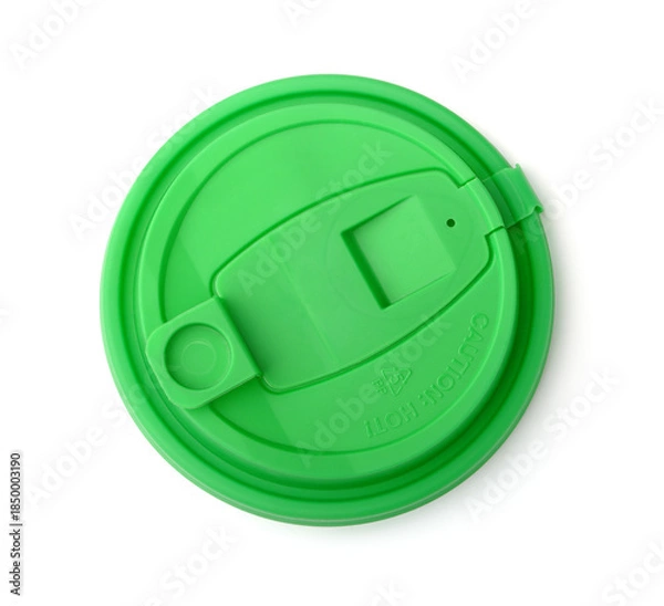 Obraz Green reusable plastic takeaway coffee cap