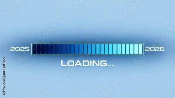 Obraz Progress bar showing loading from year 2025 to 2026 with digital interface
