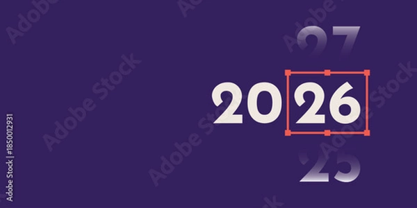 Obraz 2026 Selection Concept with Future Year Transition on Purple Background