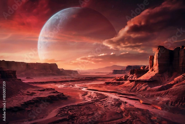 Obraz Alien Landscape Under The Moon