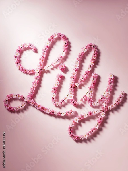 Obraz Elegant Floral 'Lily' Script on Pink
